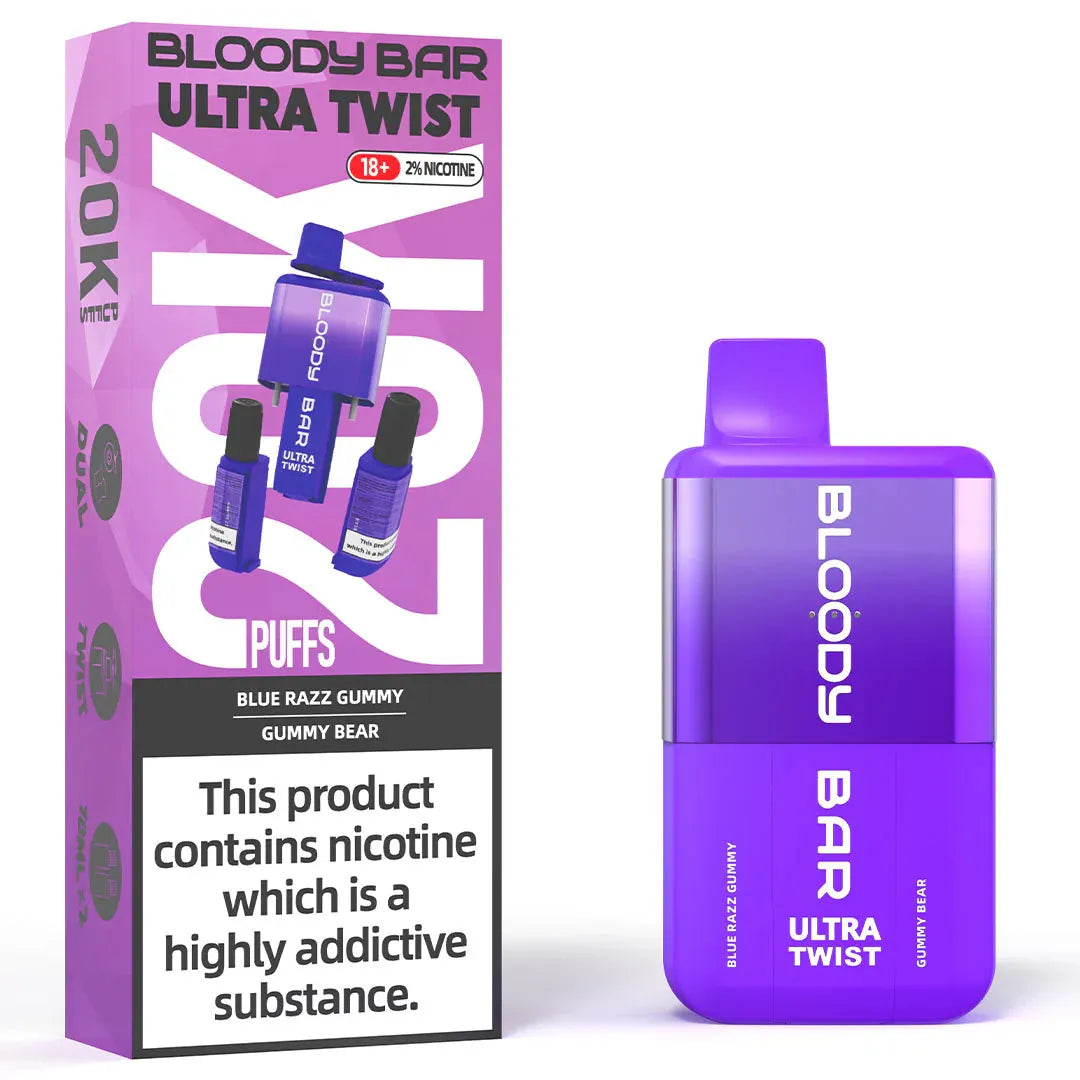 Blue Razz Gummy/Gummy Bear - Bloody Bar Ultra Twist 20,000 Puffs Disposable Vape - Switzerland, buy online Fantasi Blue Razz Gummy/Gummy Bear - Bloody Bar Ultra Twist 20,000 Puffs Disposable Vape - Switzerland, buy online Fantasi