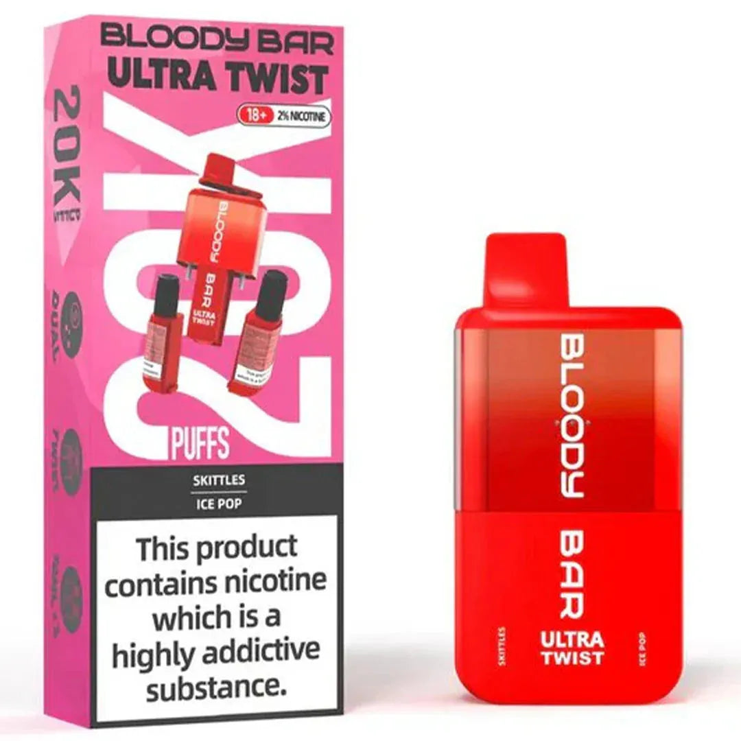 Skittles/Ice Pop - Bloody Bar Ultra Twist 20,000 Puffs Disposable Vape - Switzerland, buy online Fantasi Skittles/Ice Pop - Bloody Bar Ultra Twist 20,000 Puffs Disposable Vape - Switzerland, buy online Fantasi