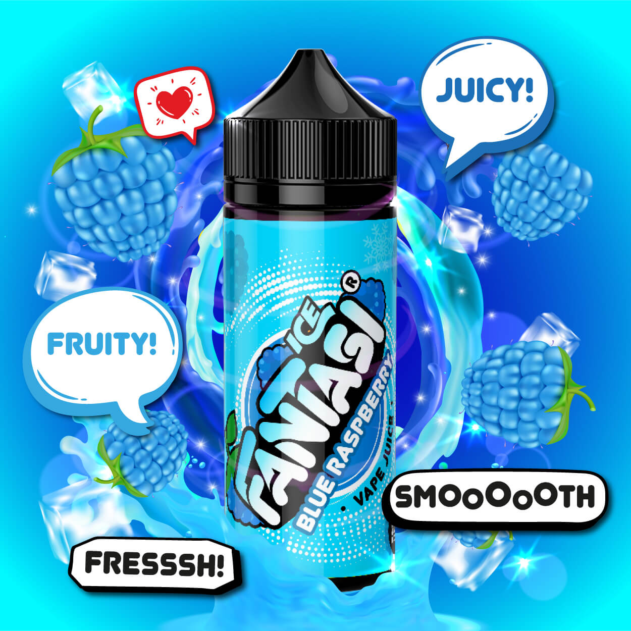 Blue Raspberry Ice 70/30 E-Liquid (Blaues Himbeereis) | Fantasi