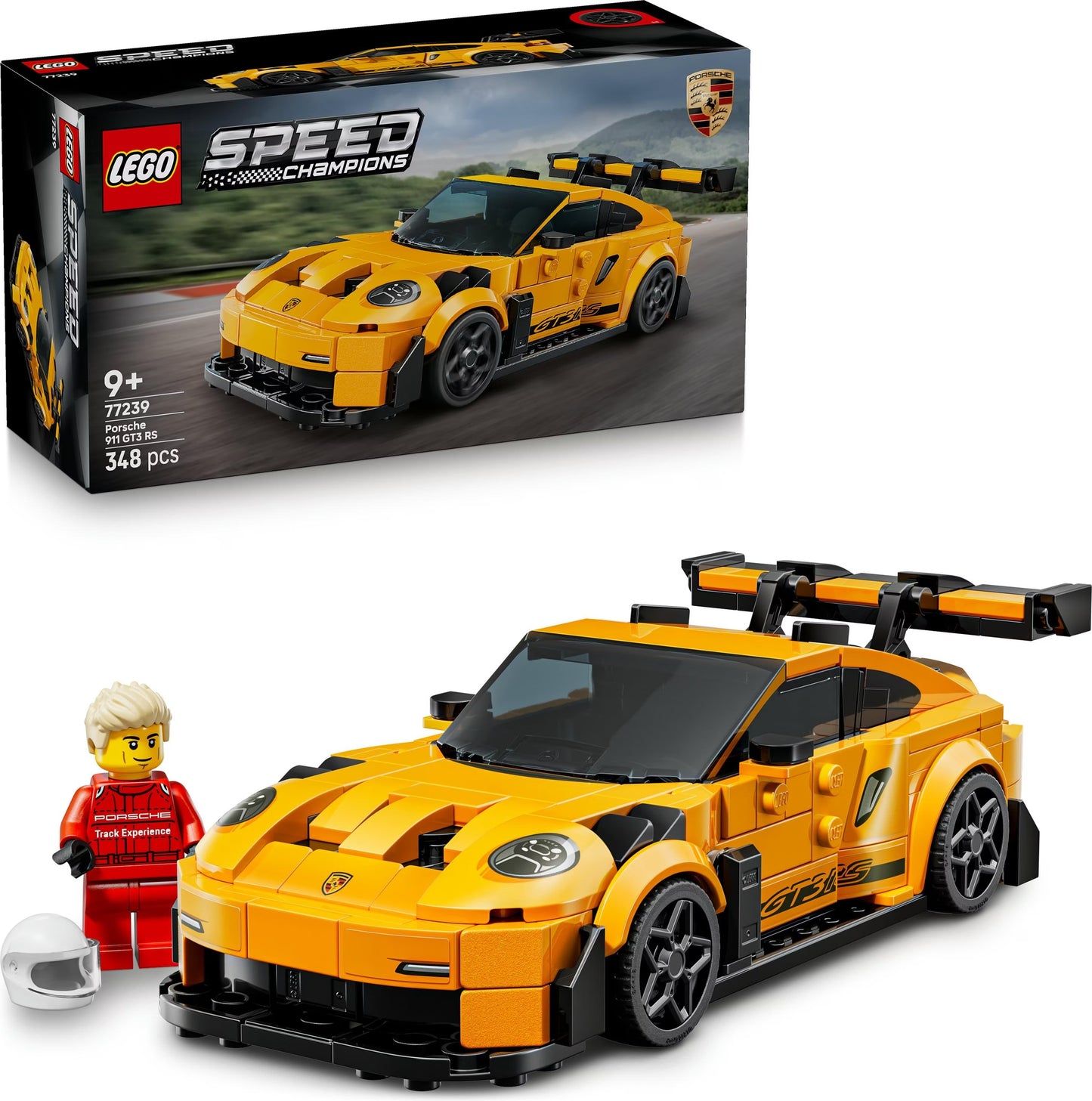Porsche 911 GT3 RS Super Sports Car Lego Speed Champions, 348 pieces, ages 9 and up.