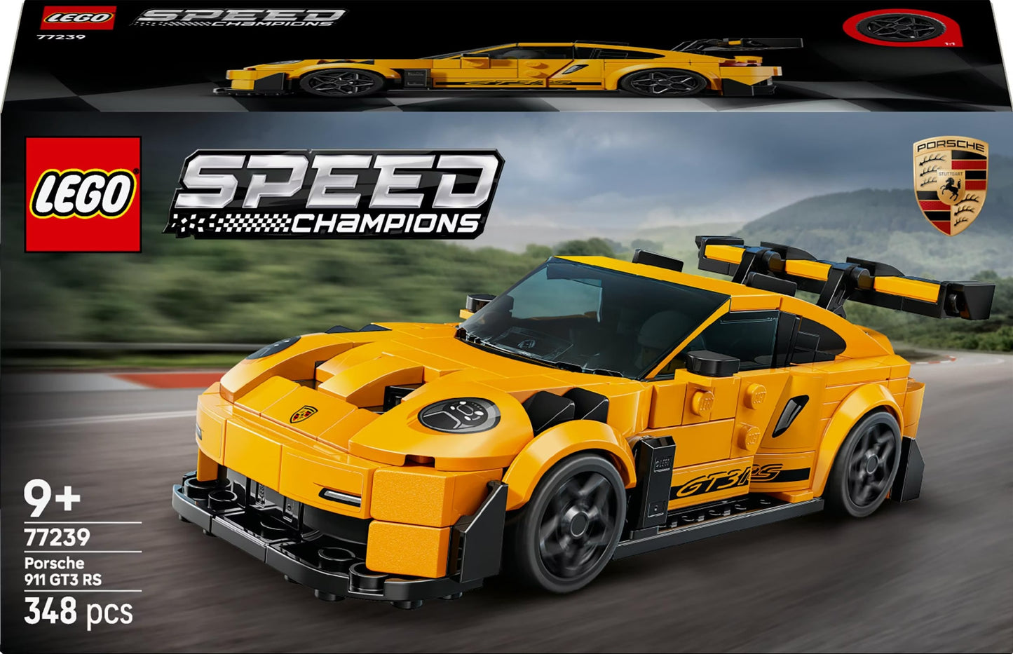 Porsche 911 GT3 RS Super Sports Car Lego Speed Champions, 348 pieces, ages 9 and up.