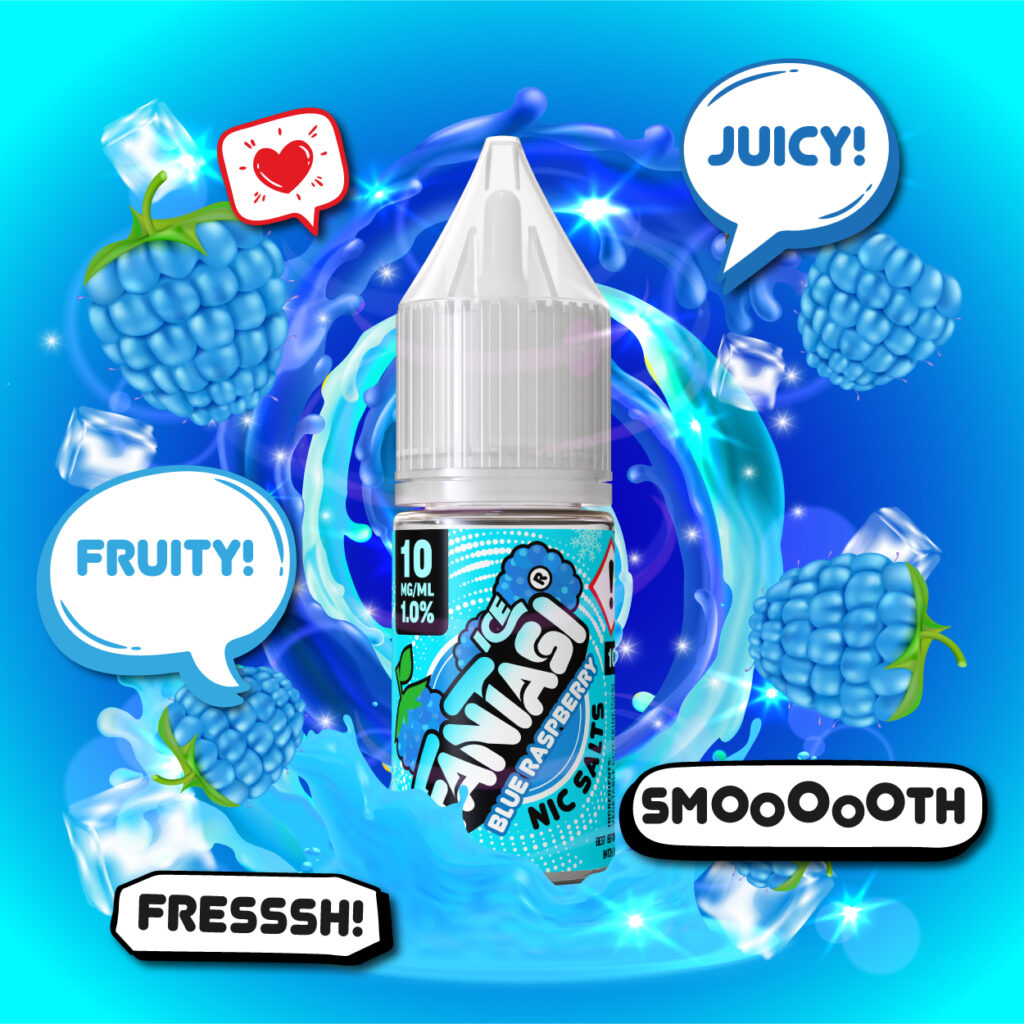 Blue Raspberry Ice 10ml Nic Salts | 50/50 E-Liquid | Fantasi