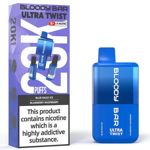 Blue Razz Ice/Blueberry Raspberry - Bloody Bar Ultra Twist 20,000 Puffs Disposable Vape