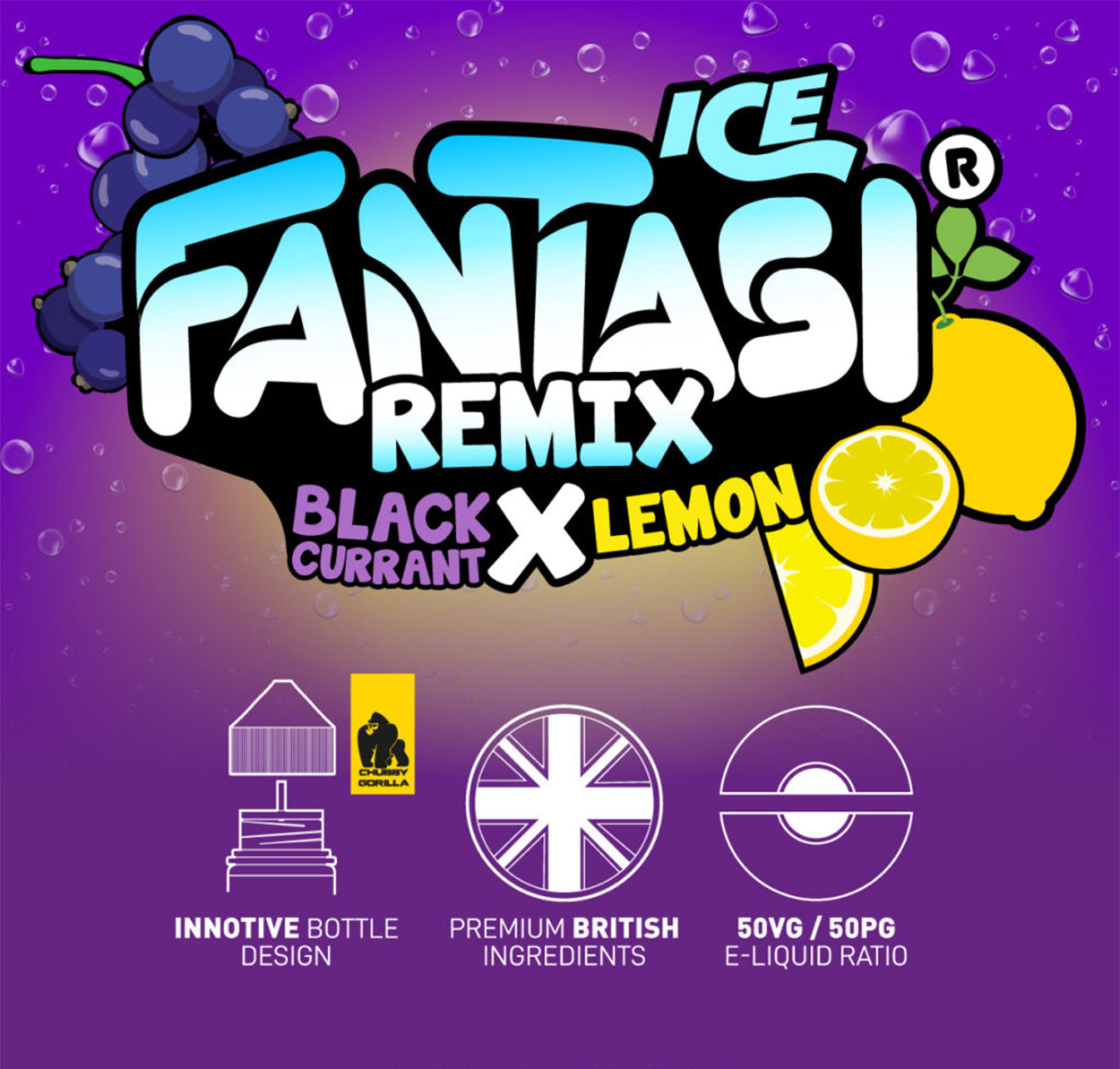 Blackcurrant X Lemon Ice 10ml Nic Salts | 50/50 E-Liquid | Fantasi