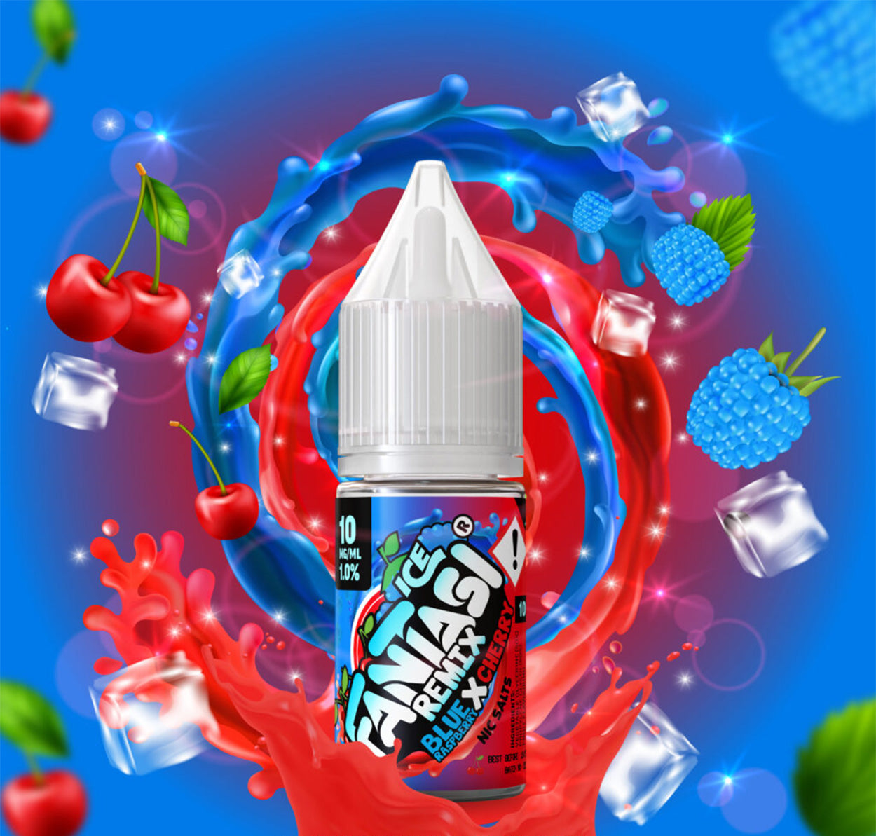 Blue Raspberry X Cherry Ice 10ml Nic Salts | 50/50 E-Liquid | Fantasi