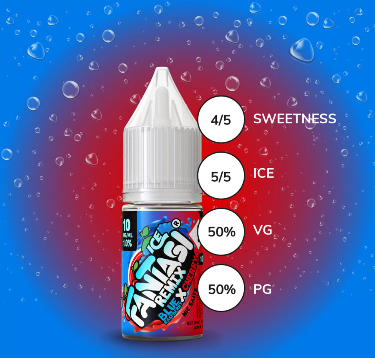 Blue Raspberry X Cherry Ice 10ml Nikotinsalz | 50/50 E-Liquid | Fantasi