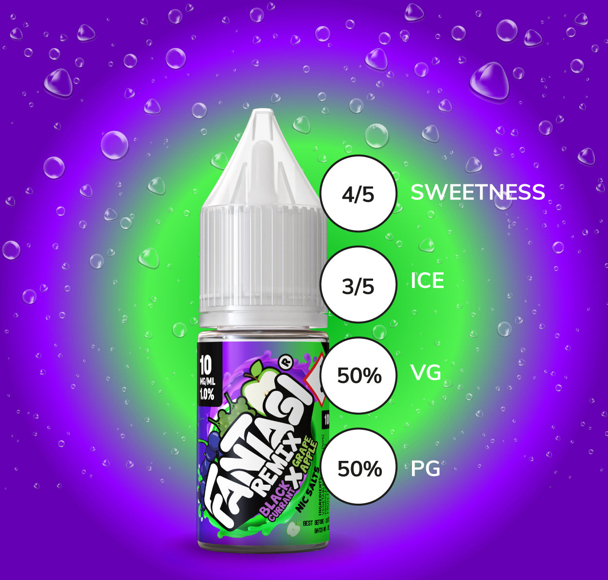 Blackcurrant X Grape Apple 10ml Sels de nicotine | 50/50 E-Liquide | Fantasi