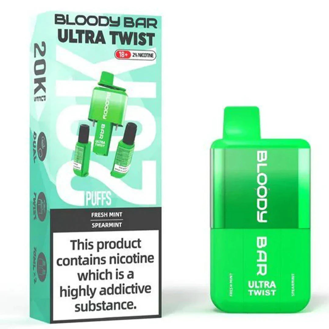 Fresh Mint/Spearmint - Bloody Bar Ultra Twist 20,000 Puffs Disposable Vape