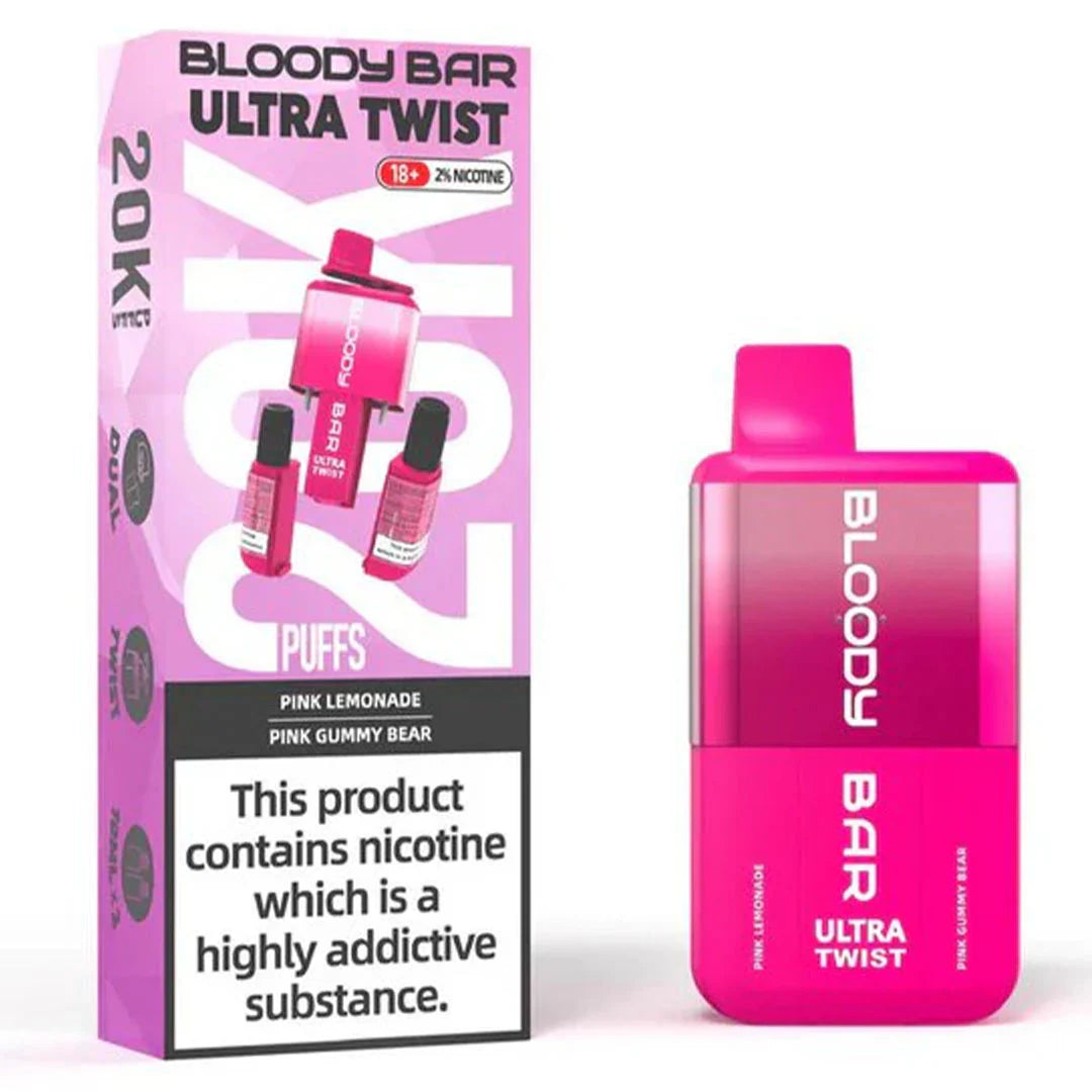 Pink Lemonade/Pink Gummy Bear - Bloody Bar Ultra Twist 20,000 Puffs Disposable Vape