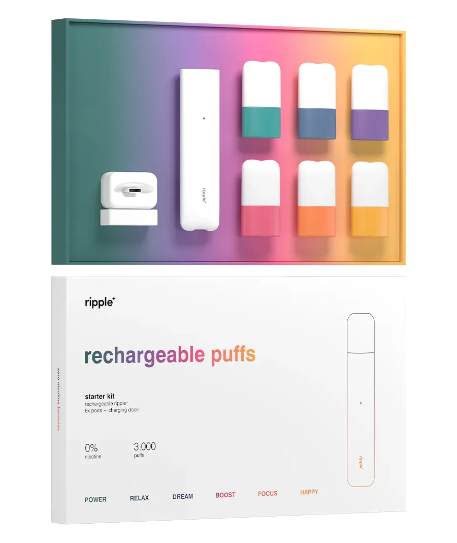 STARTER KIT ripple+ Rechargeable Diffuser | 1 Kit + 6 pods buy online in Switzerland Fantasi STARTER KIT ripple+ Rechargeable Diffuser | 1 Kit + 6 pods buy online in Switzerland Fantasi