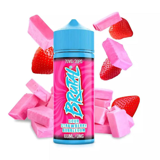 Just Juice Brutal Sour Strawberry Bubble Gum, 100ml, Liquido | 70/30 (Gomma da masticare alla fragola)