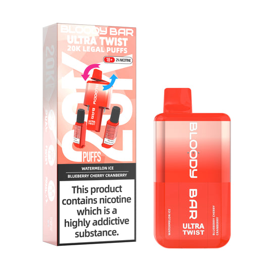 Watermelon Ice/Bluberry Cherry Cranberry - Bloody Bar Ultra Twist 20,000 Puffs Sigaretta Elettronica Usa e Getta