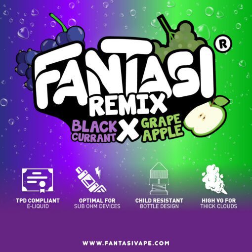 Remix Blackcurrant X Grape Apple 70/30 E-Liquide (Remix Cassis X Raisin Pomme) | Fantasi
