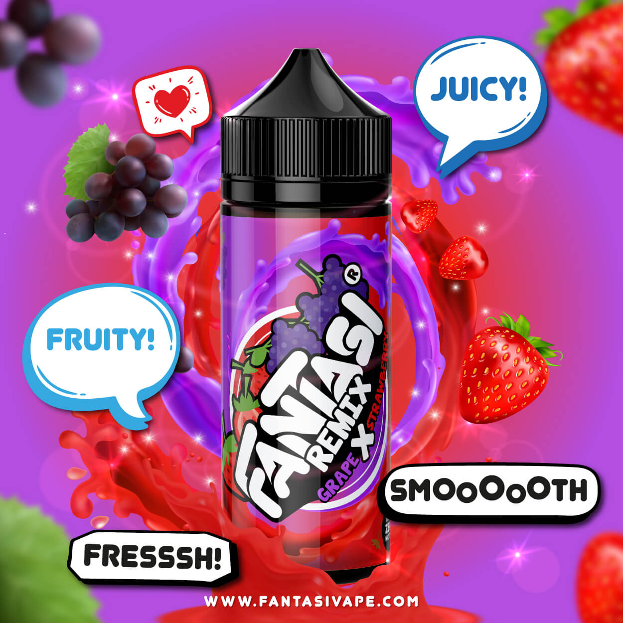 Remix Grape X Strawberry 70/30 E-Liquid (Traube X Erdbeere) | Fantasi