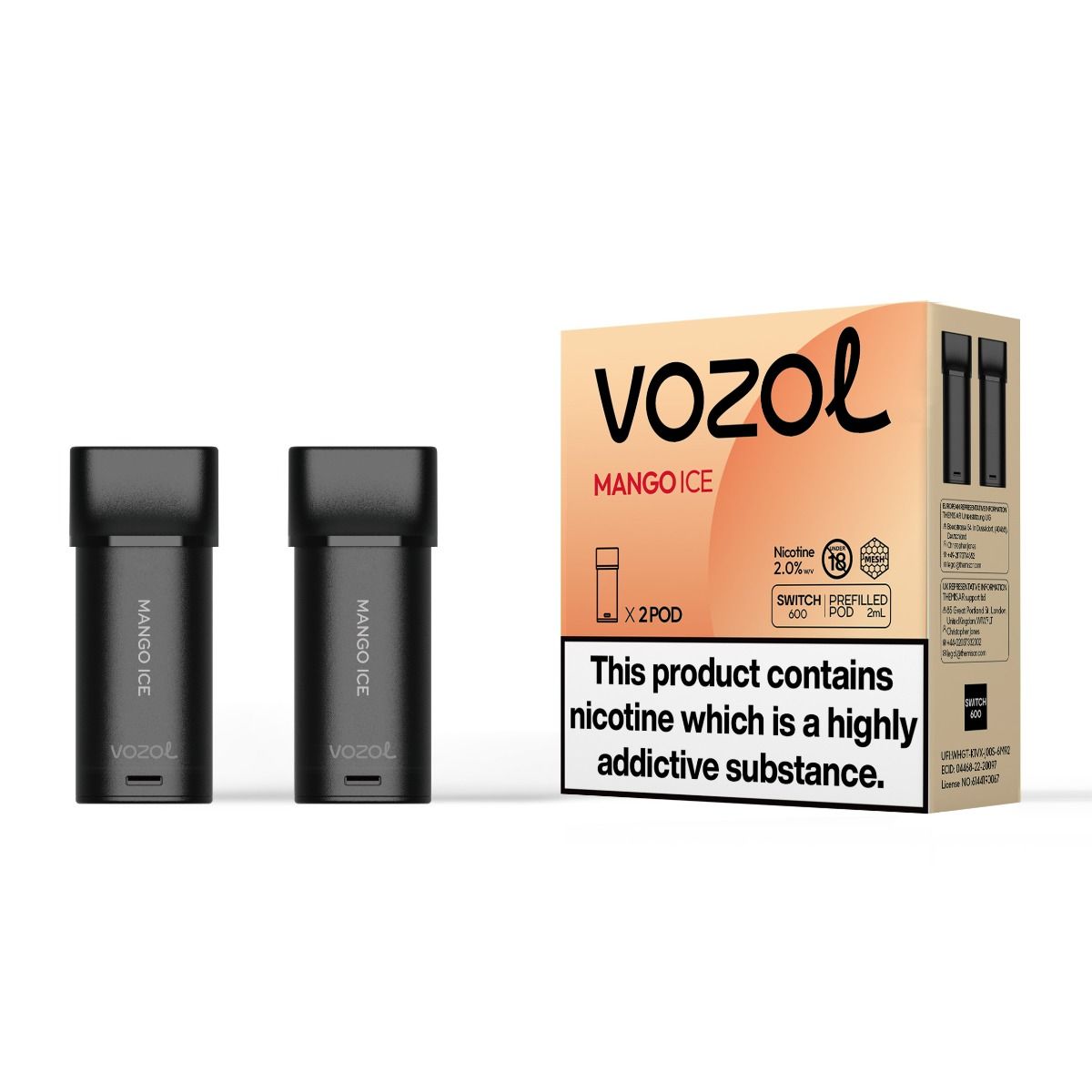 Vozol Switch 600 - Mango Ice - Cartridges Pod | x2
