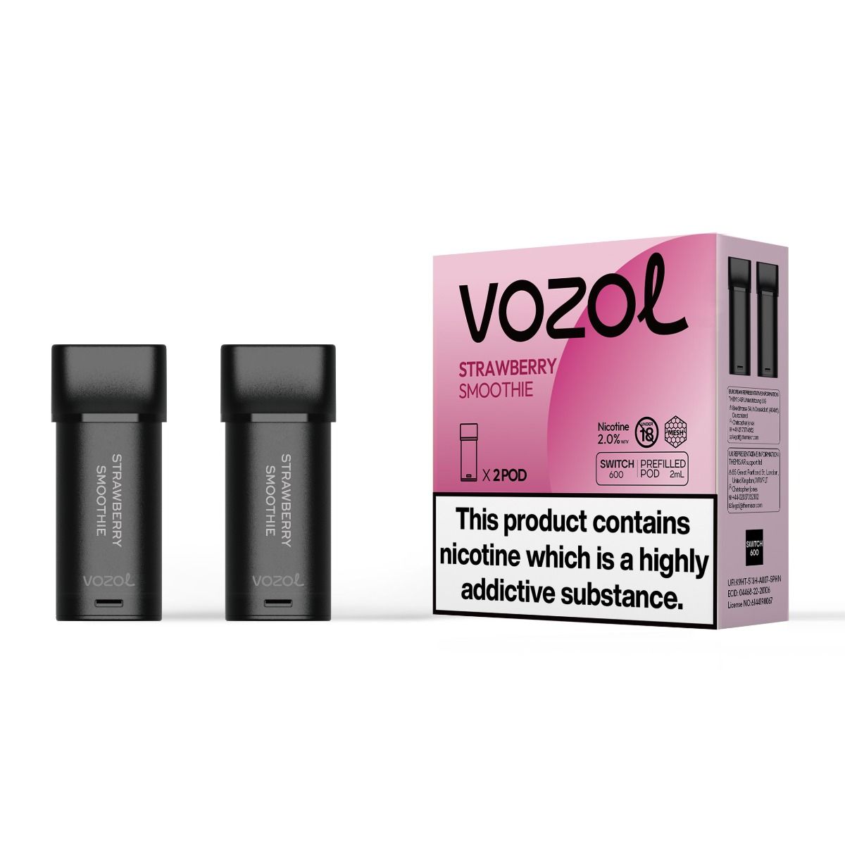 Vozol Switch 600 - Strawberry Smoothie - Cartridges Pod | x2